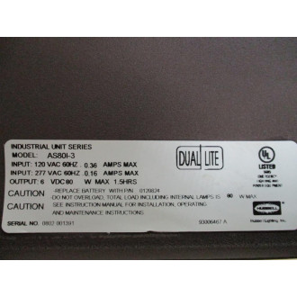 Hubbell AS80I-3 Dual Lite Emergency Lighting AS80I3 - New No Box