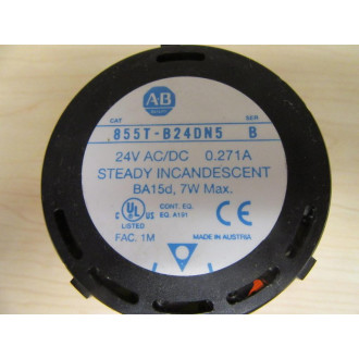 Allen Bradley 855T-B24DN5 Stack Light Amber WBulb - Used