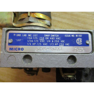 Micro Switch BZV6-RN2X1 Limit Switch BZV6RN2X1 WO Base - Used