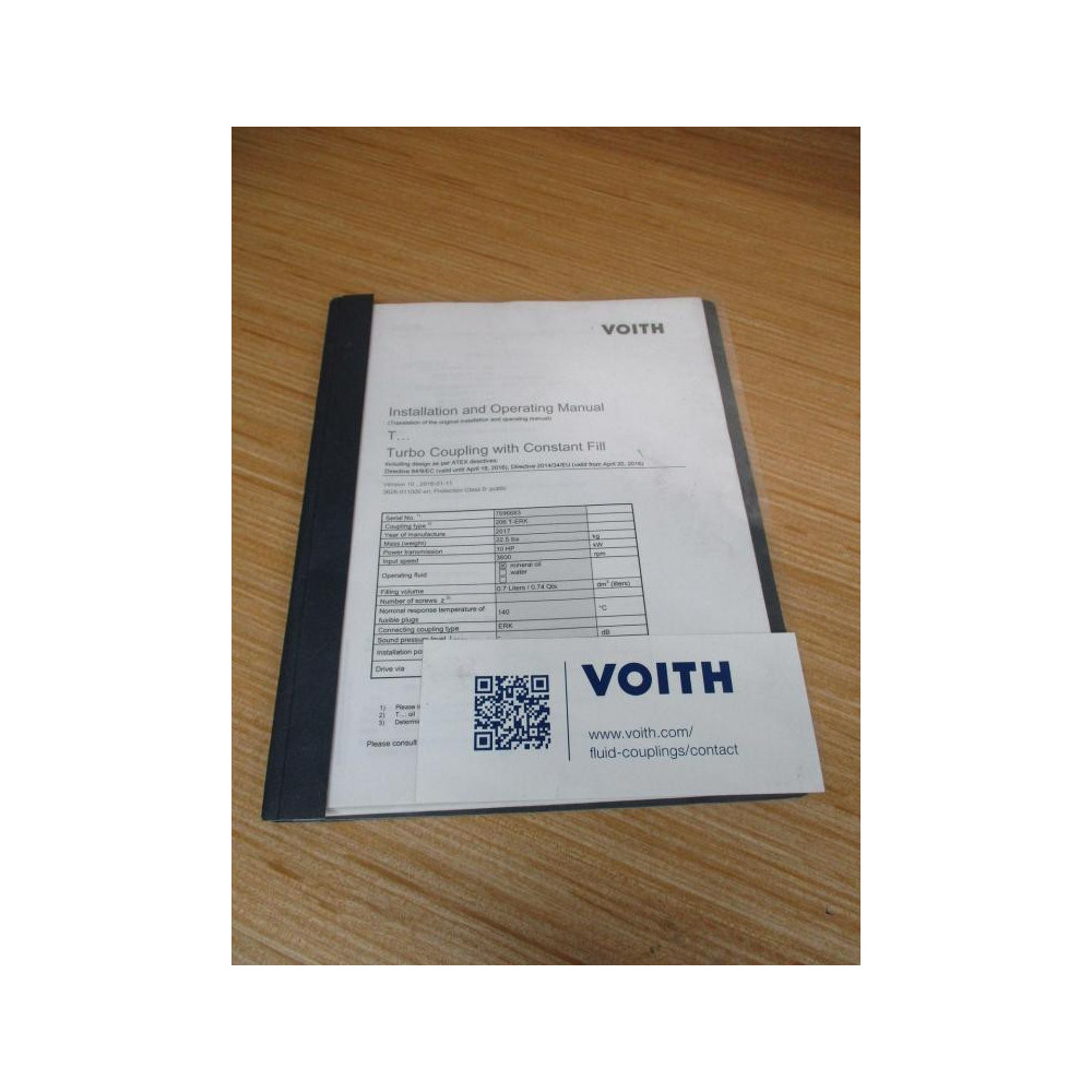 Voith 3626-011000 en Installation & Operating Manual - New No Box