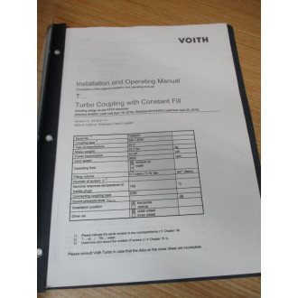Voith 3626-011000 en Installation & Operating Manual - New No Box
