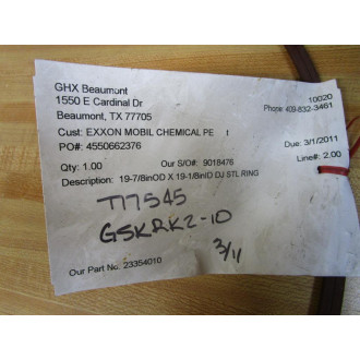 Bayou Gasket & Hose 777545 GSKRK2-10 GHX Gasket 23354010 - New No Box