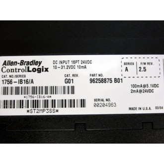 Allen Bradley 1756-IB16 Input Module 1756IB16 Rev.G01 - Used