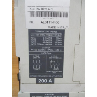 ABB SACES3 S3N 200A Circuit Breaker - Used