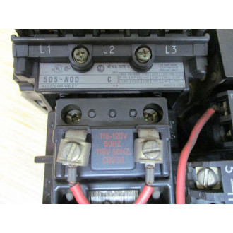 Allen Bradley 505-AOD Starter 505-A0D Reversing W Relay, (2)40410-326-52 - Used