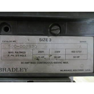 Allen Bradley 500-DOB930 Contactor 500DOB30 - Used