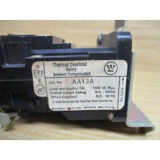 Westinghouse AA13A Thermal Overload Relay WBracket - Used