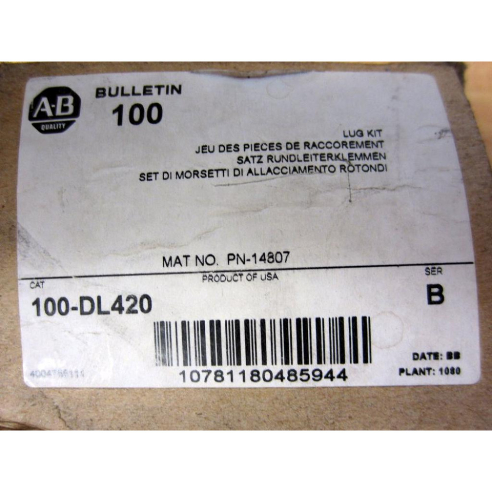 Allen Bradley 100-DL420 Lug Kit 100DL420