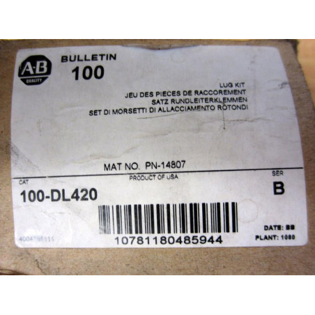Allen Bradley 100-DL420 Lug Kit 100DL420