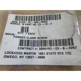 Ruland CL-19-F Forged Clamp Screw CL19F (Pack of 3) - New No Box