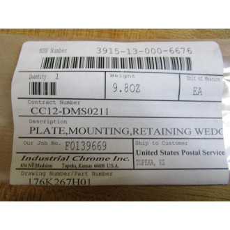 Industrial Chrome 176K267H01 Mounting Plate, Retaining (Pack of 4)