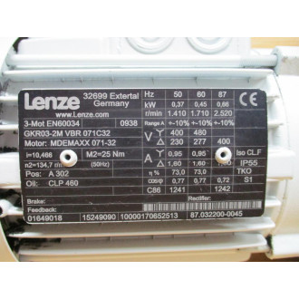 Lenze MDEMAXX071-32 Gear Motor MDEMAXX07132 i10,466 - Used