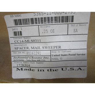 Industrial Chrome 172K914 Spacer, Sweeper (Pack of 13)