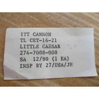 ITT Cannon CET-16-21 Extraction Tool 274-7008-000