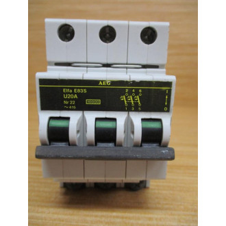 AEG E83S-U20A 20A Circuit Breaker Elfa-E83S-U20A - Used