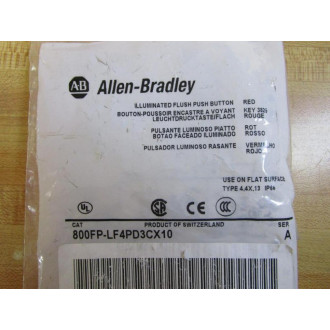 Allen Bradley 800FP-LF4PD3CX10 Illuminated Flush Push Button