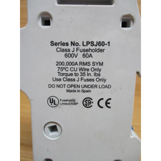 Littelfuse LPSJ60-1 Class J Fuse Holder LPSJ601 - Used