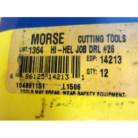 Morse Cutting Tools 1364 HI-HEL Job DRL 26 14213 (Pack of 12)