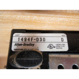 Allen Bradley 1494F-D30 Disconnect Switch 1494FD30 Ser.D, Mounted - New No Box