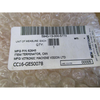 Vitronic Machine Vision 62645 Termination, CAN (Pack of 3) - New No Box