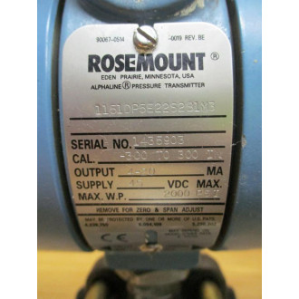 Rosemount 1151DP5E22S2B1M3 Alphaline Pressure Transmitter - Used