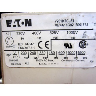 Eaton V201KTCJZ1 Vacuum Contactor w3 6716C40 - Refurbished