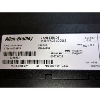 Allen Bradley 1756-MO3SE 3 Axis Sercos Interface Module 1756-M03SE Ser.A - Used