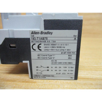 Allen Bradley 193-T1AB75 Thermal Overload Relay 193T1AB75 - Used