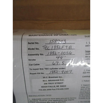 WC Branham TEC1882FTB TEC Cylinder 1882-0056