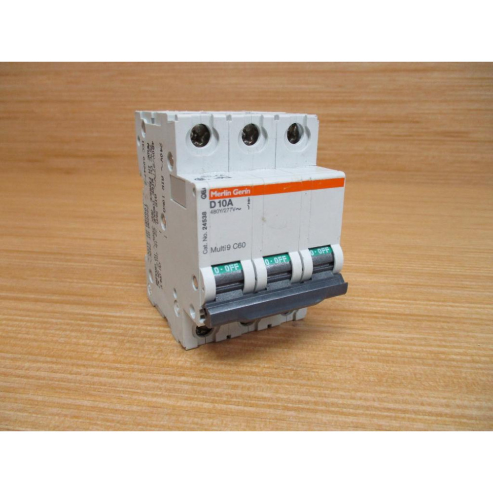 Schneider 24538 Square D 10A Breaker Merlin Gerin MG24538 WO DIN Clips - Used