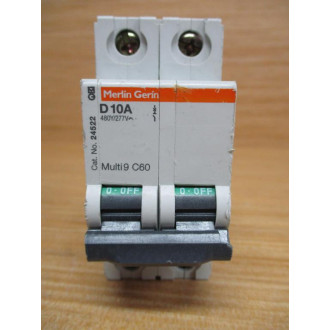 Schneider 24522 Square D 10A Breaker Merlin Gerin MG24522 WO DIN Clip - Used