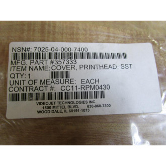 VideoJet 357333 Stainless Steel Printhead Cover