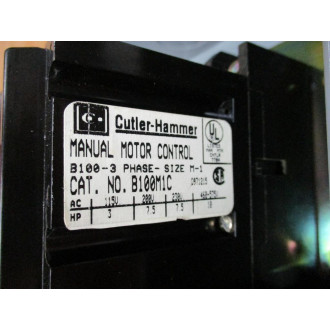 Cutler Hammer B100M1C Eaton Manual Motor Control W B100S1C - New No Box