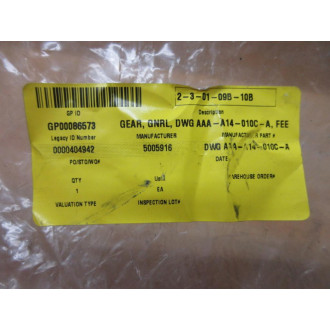 DWG AAA-A14-010C-A Gear 0404942-0