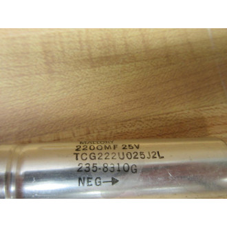 Mallory TCG222U025J2L Capacitor 2200MF 25V - New No Box