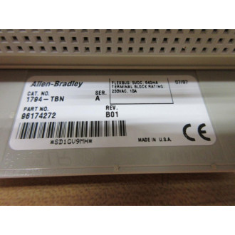 Allen Bradley 1794-TBN Terminal Base 1794TBN Series A, REV B01 - New No Box
