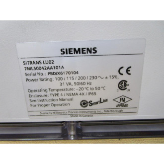 Siemens 7ML50042AA101A Level Control Sitrans LU02 Enclosure Only - Used