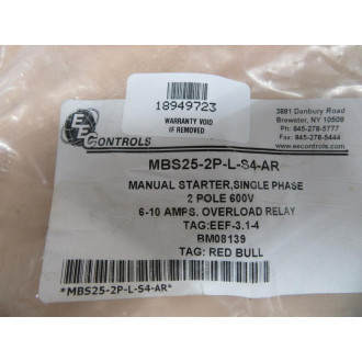 EEC Controls MBS25-2P-L-S4-AR AEG Manual Starter Enclosure Only W ND16-22DS4