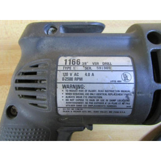 Black & Decker 1166 Professional 38" VSR Drill Tested - Used