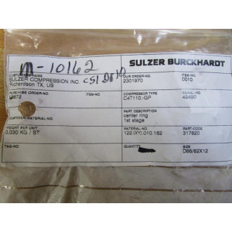 Sulzer Burckhardt D6662X12,CT Centering Ring M-10162 (Pack of 4)