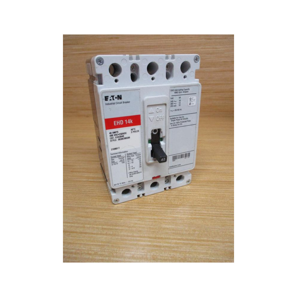 Cutler Hammer EHD3040 Eaton 40A Circuit Breaker - Used Cutler Hammer EHD3040 Eaton 40A Circuit Breaker - Used