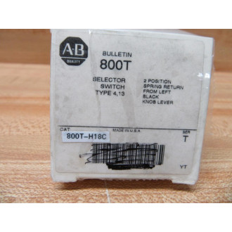 Allen Bradley 800T-H18C 2-Pos Selector Switch 800TH18C W(4) 800T-XA