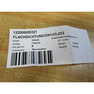 Greenfield Compression D4133,2X2 Flat Gasket 122000008321 (Pack of 8) - New No Box