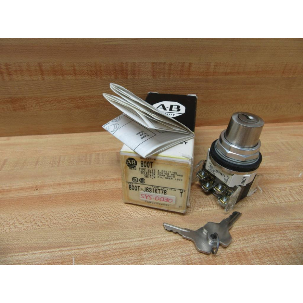 Allen Bradley 800T-J631KT7B 3-Pos. Selector Switch W(2) 800T-XA Allen Bradley 800T-J631KT7B 3-Pos. Selector Switch W(2) 800T-XA