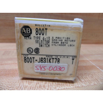 Allen Bradley 800T-J631KT7B 3-Pos. Selector Switch W(2) 800T-XA