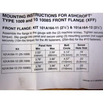 Ashcroft 101A164-12 Front Flange Kit 101A164-12