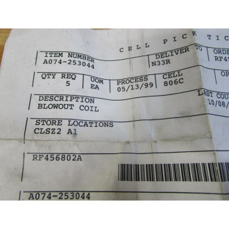 Cutler Hammer A074-253044 Blowout Coil A074253044 - New No Box