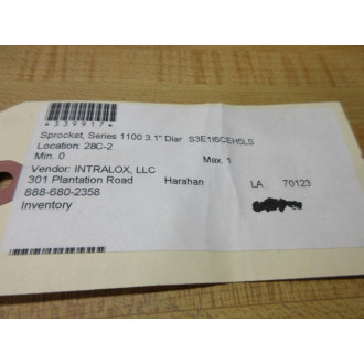 Intralox S3E1I6CEH5LS EZ Track Sprocket S1100-3.1PD - New No Box