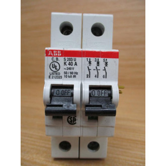 ABB S 203 U K 40 A Circuit Breaker S203UK40A 2 Pole - Used
