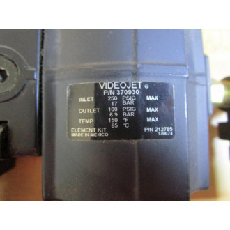 VideoJet 370930 Air Filter System Assy. WOut Hardware - New No Box